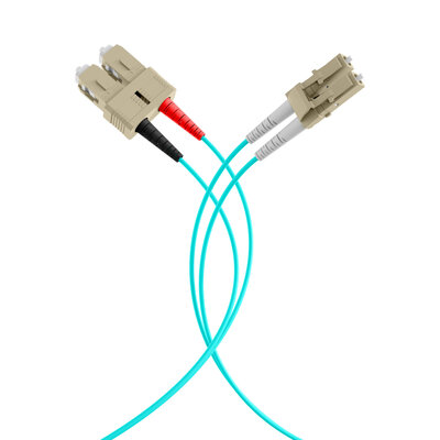 Fiber kábel LC-SC, 7.5m Duplex OM3(50/125µm), LSOH, 2mm, tyrkysový