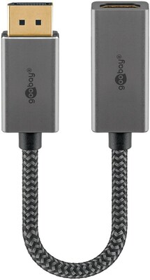 Konvertor DisplayPort na HDMI M/F, 8K@60Hz (DP 1.2, HDMI 2.1), 10cm, čierny/sivý