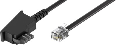 Kábel telefónny RJ11/TAE-F, M/M, 10m, Universal Pinout, biely