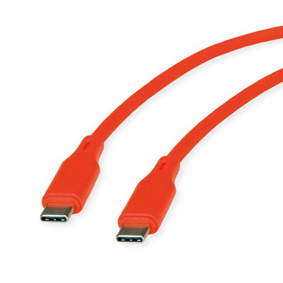 Kábel USB 2.0, CM/CM, 1m, High Speed, PD 60W 20V3A, oražový, pozl. konektor, flexiblný