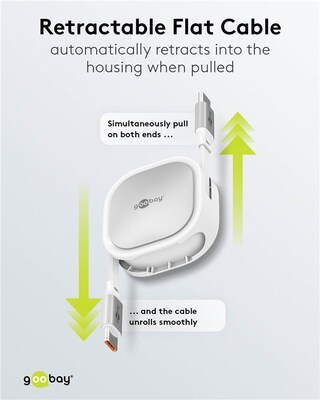 Kábel USB 2.0 Typ C CM/CM 1m, High Speed, Power Delivery 15w 5V3A, biely/sivý, samonavíjací