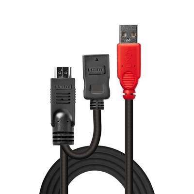 Adaptér HDMI, Power Injector (USB), M/F, 15cm čierny