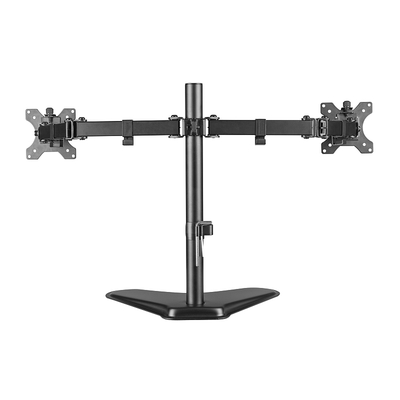 Držiak pre 2x monitor na stôl, na podstavci, max 8kg, rameno 399mm, VESA75/100, čierny