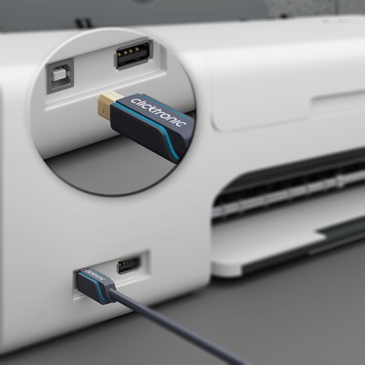 Kábel USB 3.2 Gen 1, A-B M/M 1.8m, 5Gbps, modrý, ClickTronic, pozl. konektor