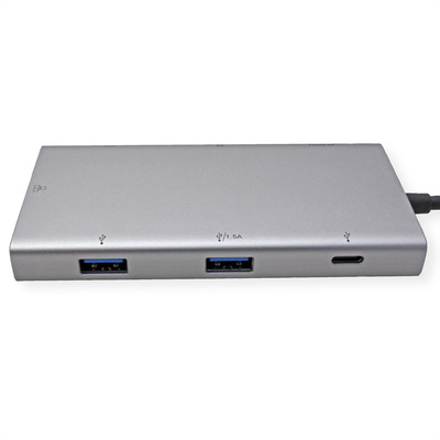 Dokovacia Stanica USB Typ C, HDMI+DisplayPort, 2xUSB-A, 2xUSB-C, LAN, PowerDelivery, 4K@60Hz, 0.2m, 