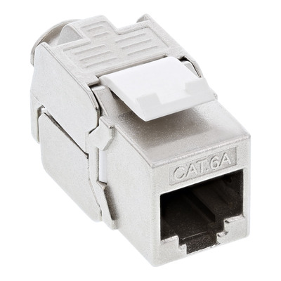 Konektor Keystone cat.6a, tienený, strieborný, beznástrojový (toolless), SLIM