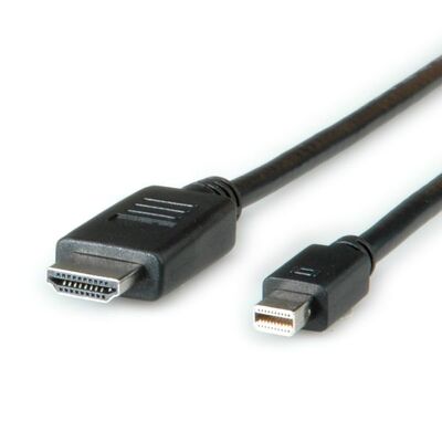 Kábel DisplayPort mini na HDMI M/M 2m, jednosmerný, 4K@60Hz UHD, audio, čierny, pozl. konektor