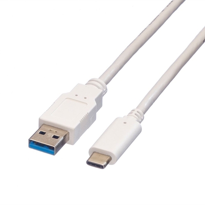 Kábel USB 3.2 Gen 1, AM/CM Typ C 1m, 5Gbps, biely