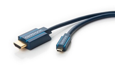 Kábel HDMI/HDMI micro M/M 2m, High Speed+Eth, 4K@60Hz, HDMI 2.0, 10.2G, G pozl. kon., modrý, C