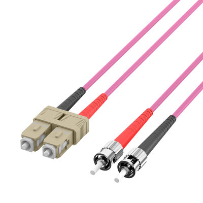 Fiber kábel SC-ST, 2m Duplex OM4(50/125µm), LSOH, 3mm, fialový