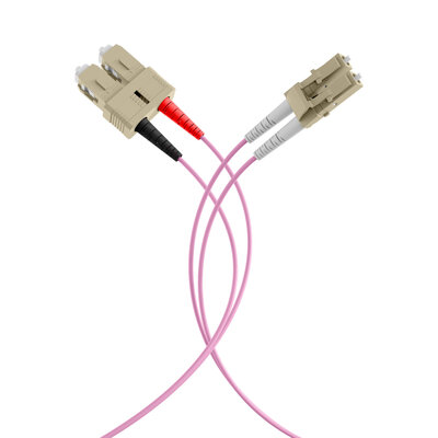 Fiber kábel LC-SC, 30m Duplex OM4(50/125µm), LSOH, 2mm, fialový