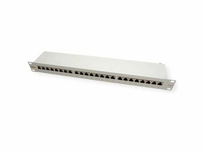 19" Patch panel 24port cat.6, tienený s uzemnením, celokovový, 1U, sivý