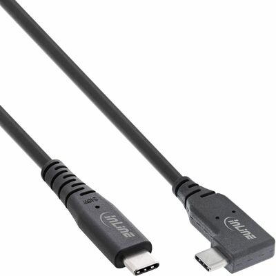 Kábel USB 4 Gen 3x2, Typ C CM/CM 0.5m, 40Gbps, PD 240w 48V5A, čierny, TPE, uhľový 90°