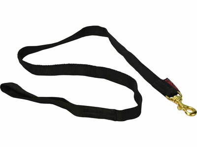 Vodítko BLACK s uškom, 25mm/130cm, mosadzná karabína, polyester, čierne