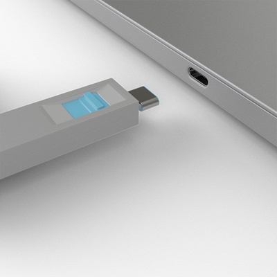 USB 3.1 Typ C Port Blocker, 1x kľúč, 4x zámok USB-C, modrý