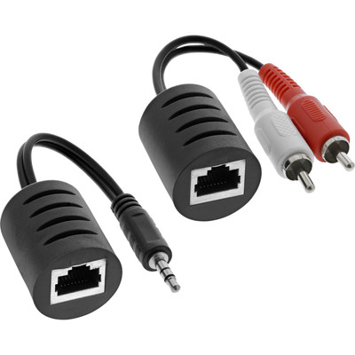 Predĺženie Audio 2x Cinch / jack 3.5mm cez TP do 50m, 10cm kábel