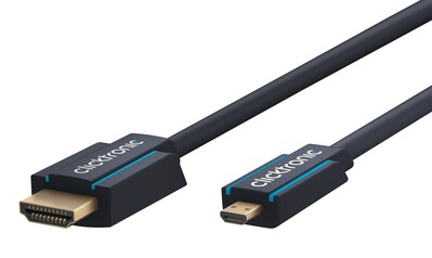 Kábel HDMI/HDMI micro M/M 2m, High Speed+Eth, 4K@60Hz, HDMI 2.0, 10.2G, G pozl. kon., modrý, C