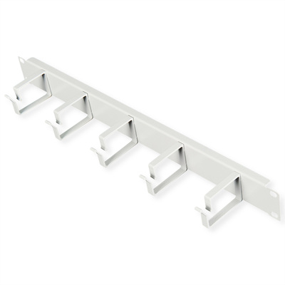 19" Panel vyväzovací, organizér 1U, lišta 5x oko (Typ G) 40x60mm, kovový, sivý RAL7035