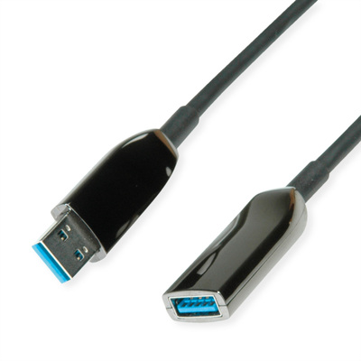 Kábel USB 3.2 Gen 1, A-A M/F 20m, 5Gbps, predlžovací, čierny, AKTÍVNY optický