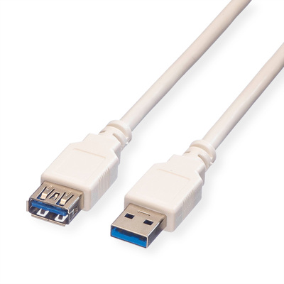 Kábel USB 3.2 Gen 1, A-A M/F 1.8m, 5Gbps, predlžovací, biely