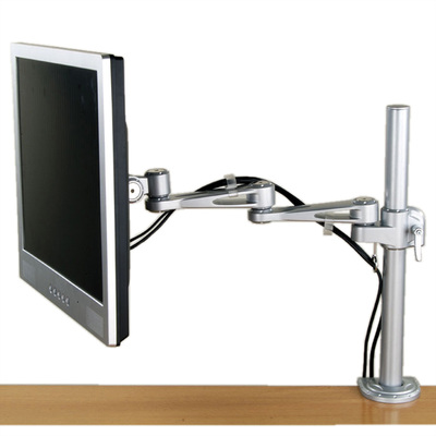 Držiak pre monitor na stôl, úchyt o dosku, max 10kg, rameno 450mm, VESA 75/100, strieborný