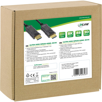 Kábel HDMI M/M 40m, Ultra High Speed+Eth, 8K@60Hz, HDMI 2.1, čierny, jednosmerný, aktívny, optický