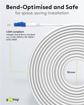Fiber kábel LC-SC/APC, 1m Simplex OS2(9/125µm), LSOH, G657.A2, ohybný, 3mm, biely