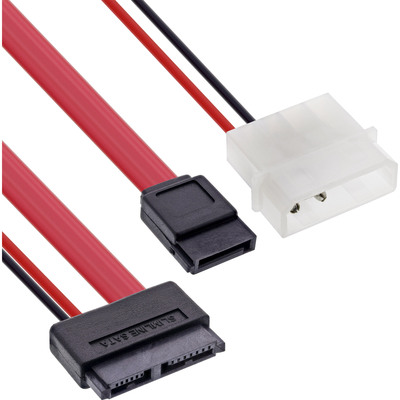 Kábel SATA M/M 300-030 Slimline + power 0.40m
