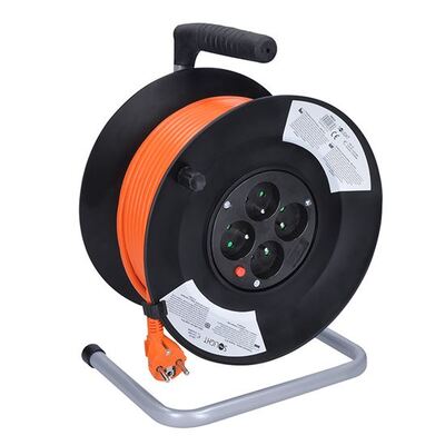 Predlžovačka bubon 50m s 4 zásuvkami, 1.50mm², tepelná poistka, oranžová