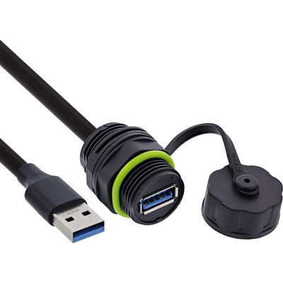 Chránička "SPOJKA" USB-A, zásuvka-konektor 50cm, tienená, vodeodolná prachuvzdorná IP68