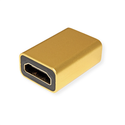 Adaptér/spojka HDMI F/F, 4K@60Hz, 18G, pozl.konektory, čierny/zlatý