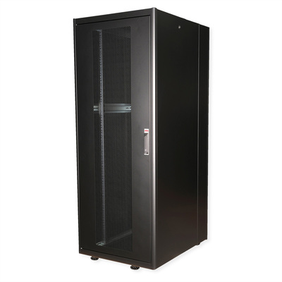 19" Rack na podlahu 42U, 2010x800x1000mm (HxWxD), BASIC, perforované dvere, čierny