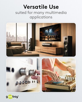 Kábel Cinch 2x audio M/M 2m, čierny/sivý, pozl. konektor