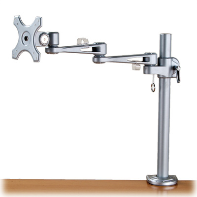 Držiak pre monitor na stôl, úchyt o dosku, max 10kg, rameno 450mm, VESA 75/100, strieborný