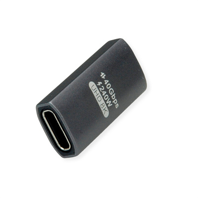 Adaptér USB 4 Gen 3x2, Typ C CM/CF, zahnutý/otočený 90° (do prava/ľava), 40Gbps, PD 240W sivý/čierny