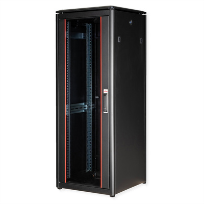 19" Rack na podlahu 32U, 1609x600x600mm (HxWxD), PRO, sklenené dvere, čierny