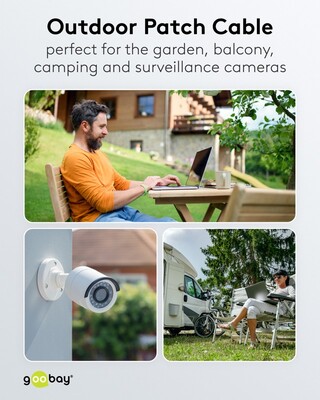 UTP Patchkábel PE 20m cat.6a, čierny, Cu, vonkajší, UV odolný