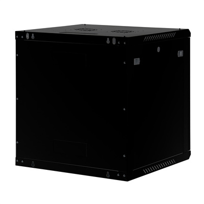 19" Rack na stenu 12U, čierny, 645x600x600mm (HxWxD), odnímateľné bočnice