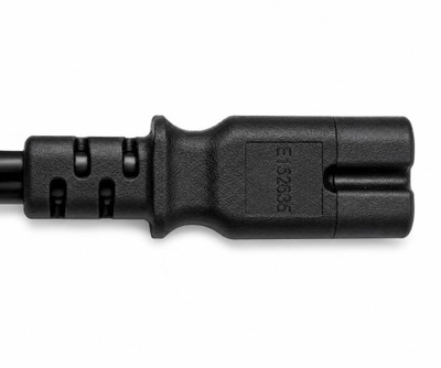 Kábel sieťový 230V, 2pin vidlica (NEMA 1-15P) US priama - C7 (2pin), 1.8m, 0.75mm², 2.5A, čierny