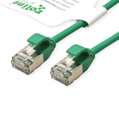 U/FTP Patchkábel LSOH TPE 0.5m cat.6a, zelený, slim, Cu, Flex Cable, Roline Green, Eco obal