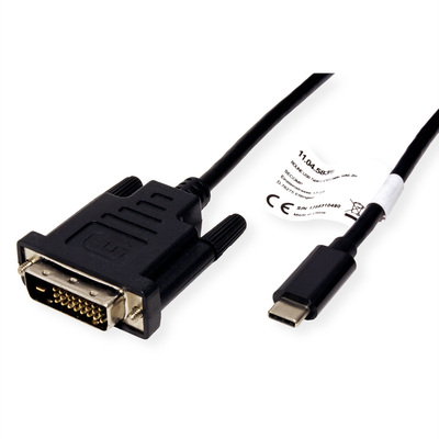 Kábel USB 3.1 Typ C na DVI-D M/M 2m, 4K@60Hz, jednosmerný, čierny