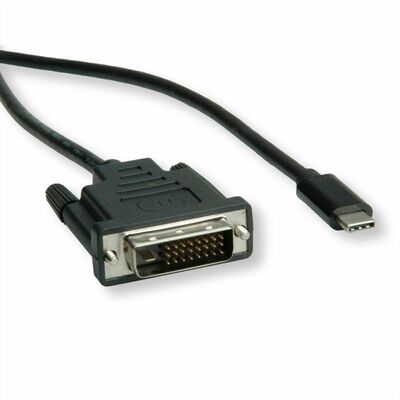Kábel USB 3.1 Typ C na DVI-D M/M 2m, čierny