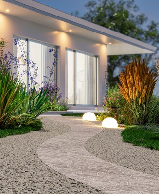 LED svietidlo solárne záhradné v tvare kameňa,  IP44 vonkajšie, RGBW, 24cm, 2 ks/bal