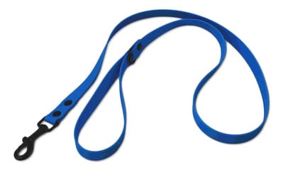 Vodítko HEXA s uškom, 20mm/200cm, čierna karabína, nitované, popruh, modré