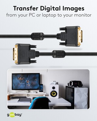 Kábel DVI-D M/M 1.8m, Dual-Link, 3840x2160@30Hz, HQ s ferrit., čierny, G pozl. Konektor