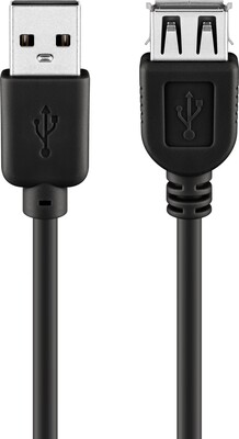 Kábel USB 2.0 A-A M/F 5m, High Speed, predlžovací, čierny