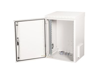 19" Rack na stenu 16U, sivý, 891x600x450mm (HxWxD), RAL7035, IP55, vonkajší, odnímateľné bočnice