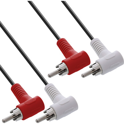 Kábel Cinch 2x audio M/M 1.2m, zahnutý 2x90°, čierny