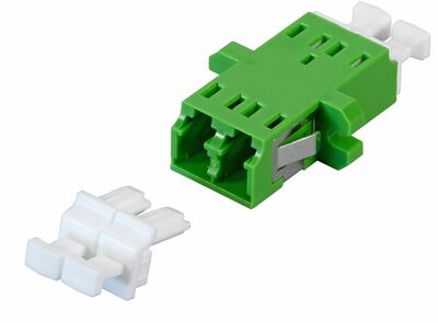 Spojka/Adaptér optická LC/APC-LC/APC, OS2, duplex, keramický spojovací člen, zelená