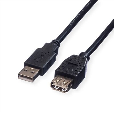 Kábel USB 2.0 A-A M/F 0.8m, High Speed, predlžovací, čierny